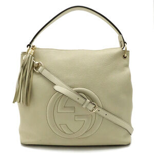 Gucci Soho Interlocking G Fringe Tassel Shoulder Bag Handbag Leather Ivory White